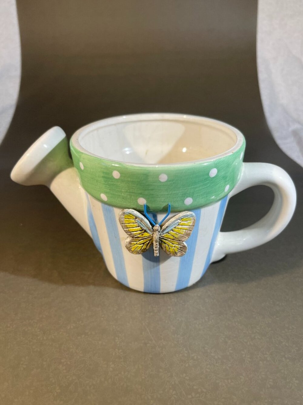 Gardener's Decorative Ceramic Sprinkling Can/Planter Butterfly Design (657)